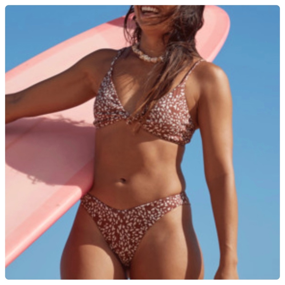 Roxy Brown and White Bikini